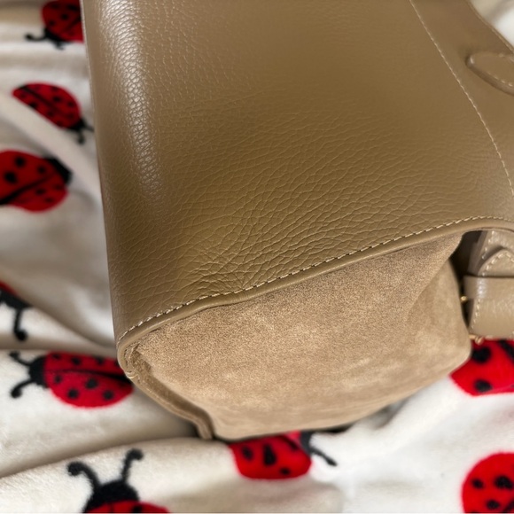 Viral Anna Paola Genuine Taupe Italian  Leather & Suede Satchel Tote - Picture 10 of 11